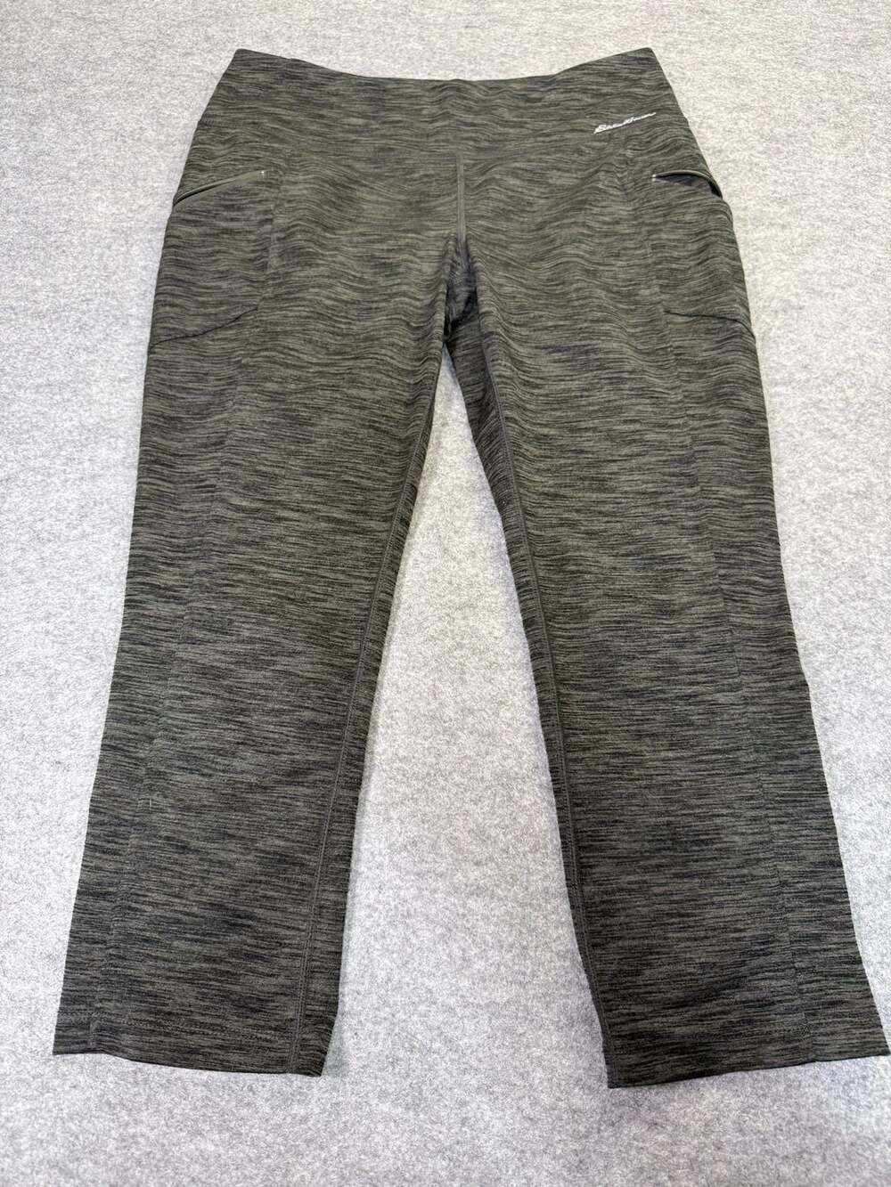 Eddie Bauer Motion Tight Capri Size M Green Marled Active Pants